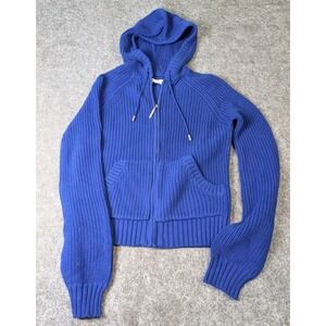 Richard Chai Target Sweater Hoodie Womens L Blue Cable Knit Full‎ Zip  EUC